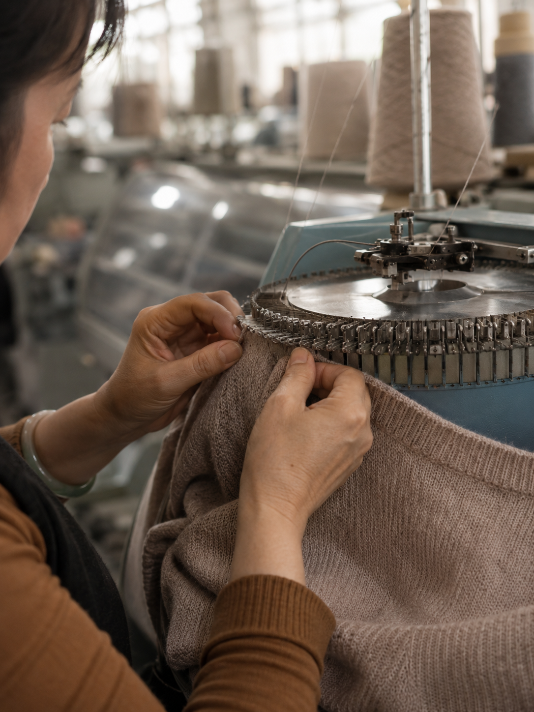 Hand linking and stitching a cashmere garment