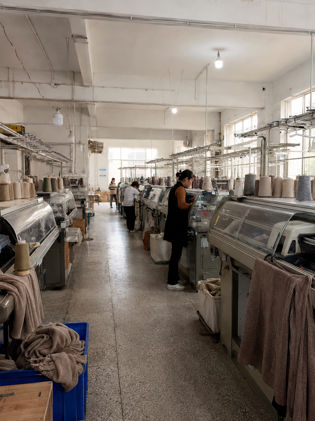 Knitting floor inside the cashmere workshop